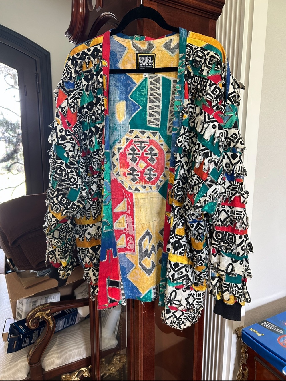 Vintage Paula Sweet Colorful Boho Fringe Cardigan - Multi